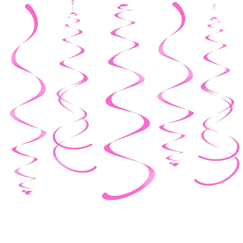 Weven Hot Pink Party Hanging Swirl Decorations Plastic Streamer for Ceiling, Pack of 28 - Image 1